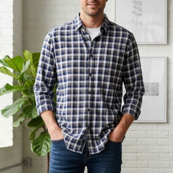 Banana Republic Other - Banana Republic Cot.Flannel Men's Shirt Blue Gray Large Ptp 24" L 30"